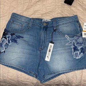 William Rast embroidered denim mid rise shorts